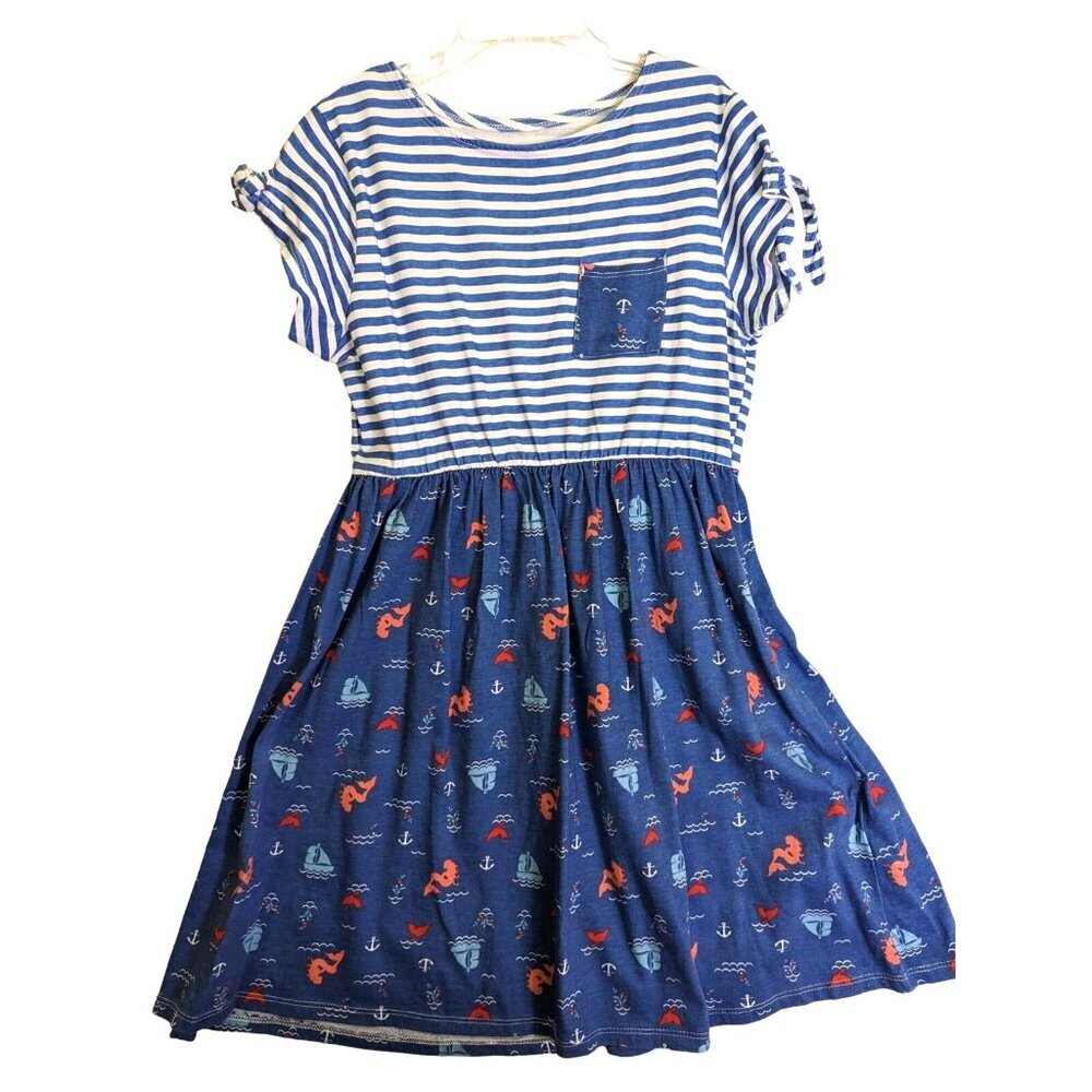 Bass Pro Shops Little Girls size 10 Kids Blue Mermaid Cotton Pullover Dress
